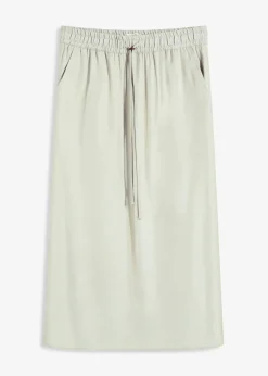 bonprix bonprix Falda midi de satén brillante hierbabuena/oro Sale
