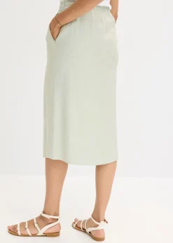 bonprix bonprix Falda midi de satén brillante hierbabuena/oro Sale