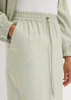 bonprix bonprix Falda midi de satén brillante hierbabuena/oro Sale
