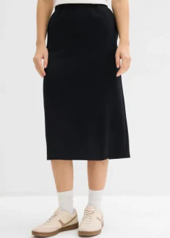 bonprix bonprix Falda midi de suave neopreno Negro Best