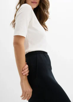 bonprix bonprix Falda midi de suave neopreno Negro Best