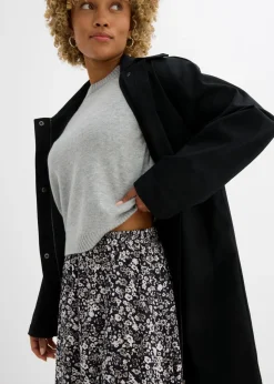 bonprix bonprix Falda midi de viscosa negro-blanco-gris con flores Online