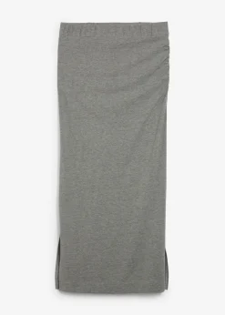 bonprix bonprix Falda midi de viscosa fluida Gris jaspeado Sale