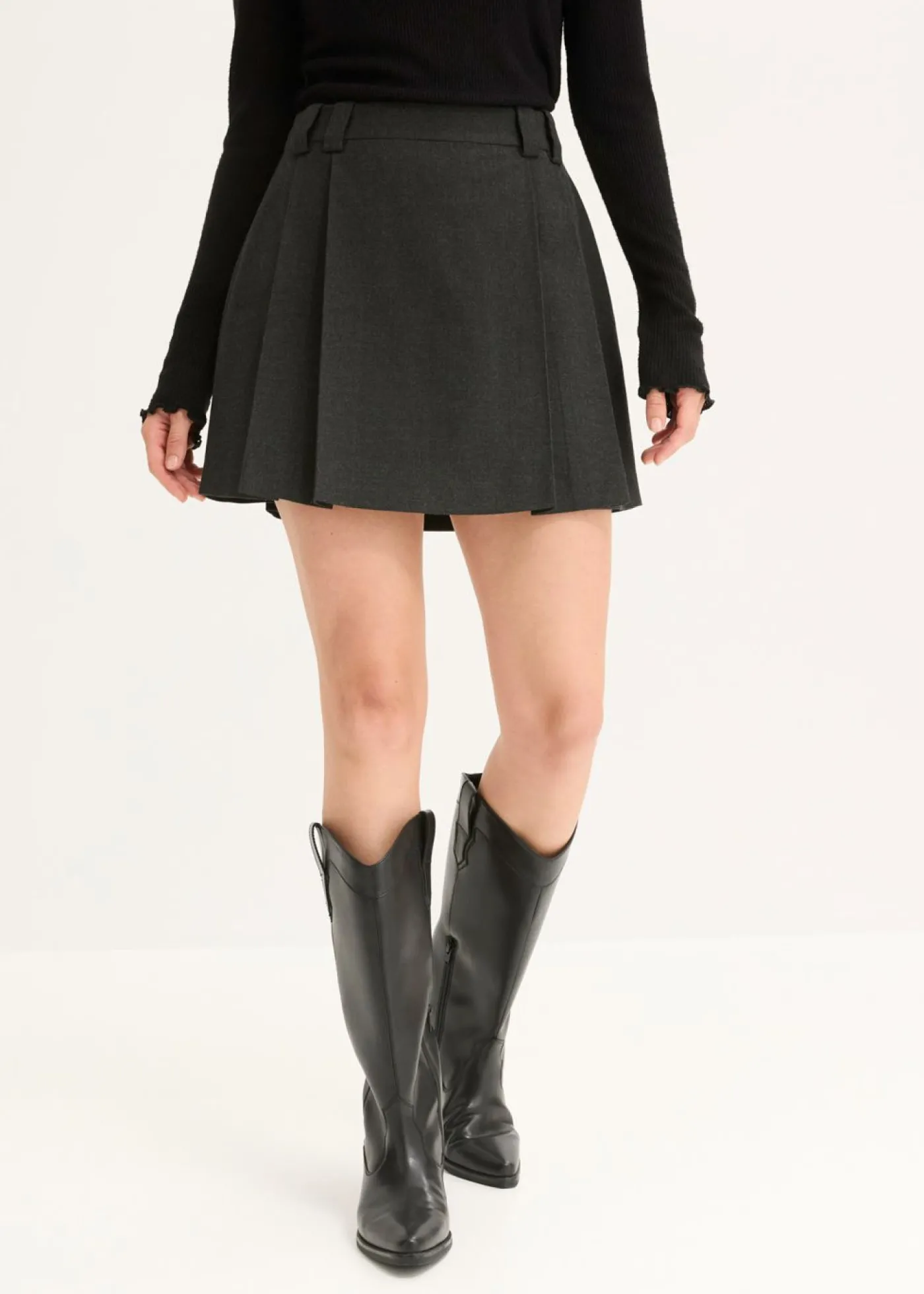 bonprix bonprix Falda pantalón Antracita oscuro jaspeado Clearance