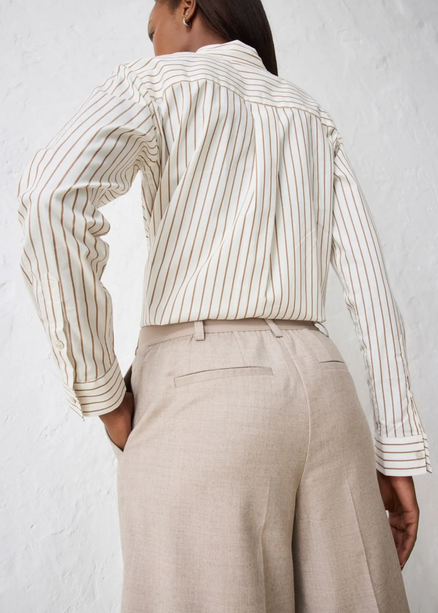 bonprix bonprix Falda pantalón con contenido de lana arena claro moteado New