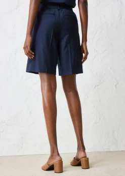 bonprix bonprix Falda pantalón con contenido de lana azul marino moteado Online