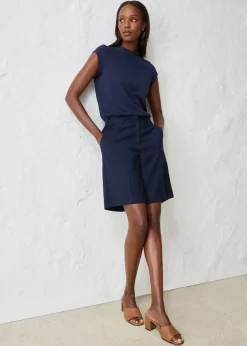 bonprix bonprix Falda pantalón con contenido de lana azul marino moteado Online