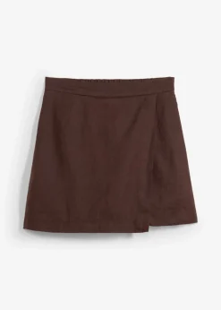 bonprix bonprix Falda pantalón de lino puro Marrón oscuro Online