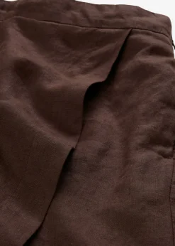 bonprix bonprix Falda pantalón de lino puro Marrón oscuro Online