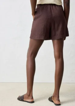 bonprix bonprix Falda pantalón de lino puro Marrón oscuro Online