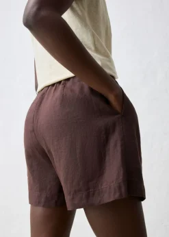 bonprix bonprix Falda pantalón de lino puro Marrón oscuro Online