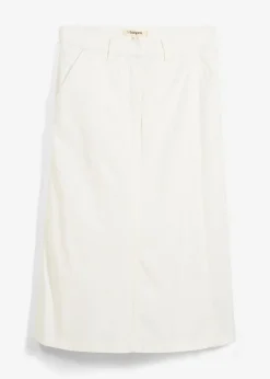 bonprix bonprix Falda pantalón de mezcla de algodón elástico Blanco lana Best
