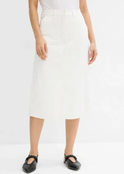 bonprix bonprix Falda pantalón de mezcla de algodón elástico Blanco lana Best