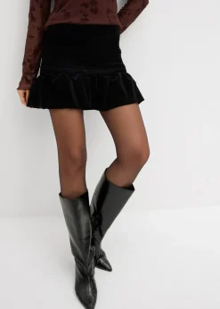 bonprix bonprix Falda pantalón de terciopelo suave Negro Online