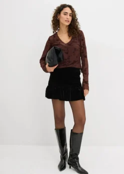 bonprix bonprix Falda pantalón de terciopelo suave Negro Online