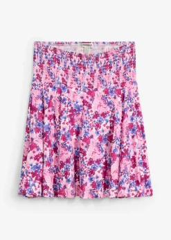 bonprix bonprix Falda pantalón premamá 2 en 1 de punto rosa fucsia con flores New
