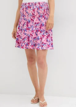 bonprix bonprix Falda pantalón premamá 2 en 1 de punto rosa fucsia con flores New