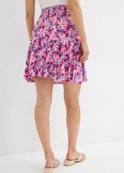 bonprix bonprix Falda pantalón premamá 2 en 1 de punto rosa fucsia con flores New