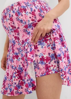 bonprix bonprix Falda pantalón premamá 2 en 1 de punto rosa fucsia con flores New
