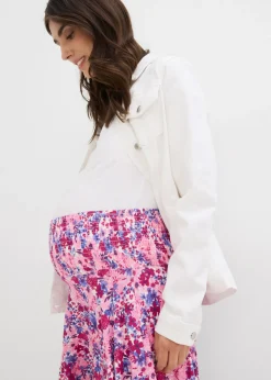 bonprix bonprix Falda pantalón premamá 2 en 1 de punto rosa fucsia con flores New