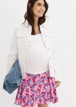 bonprix bonprix Falda pantalón premamá 2 en 1 de punto rosa fucsia con flores New