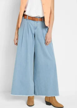 bonprix bonprix Falda pantalón, vaquera, wide-leg azul claro denim Clearance
