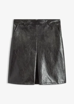 bonprix bonprix Falda plisada de charol sintético Marrón oscuro Clearance