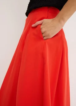 bonprix bonprix Falda plisada de mezcla de viscosa suave fresa Clearance