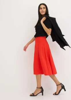 bonprix bonprix Falda plisada de mezcla de viscosa suave fresa Clearance