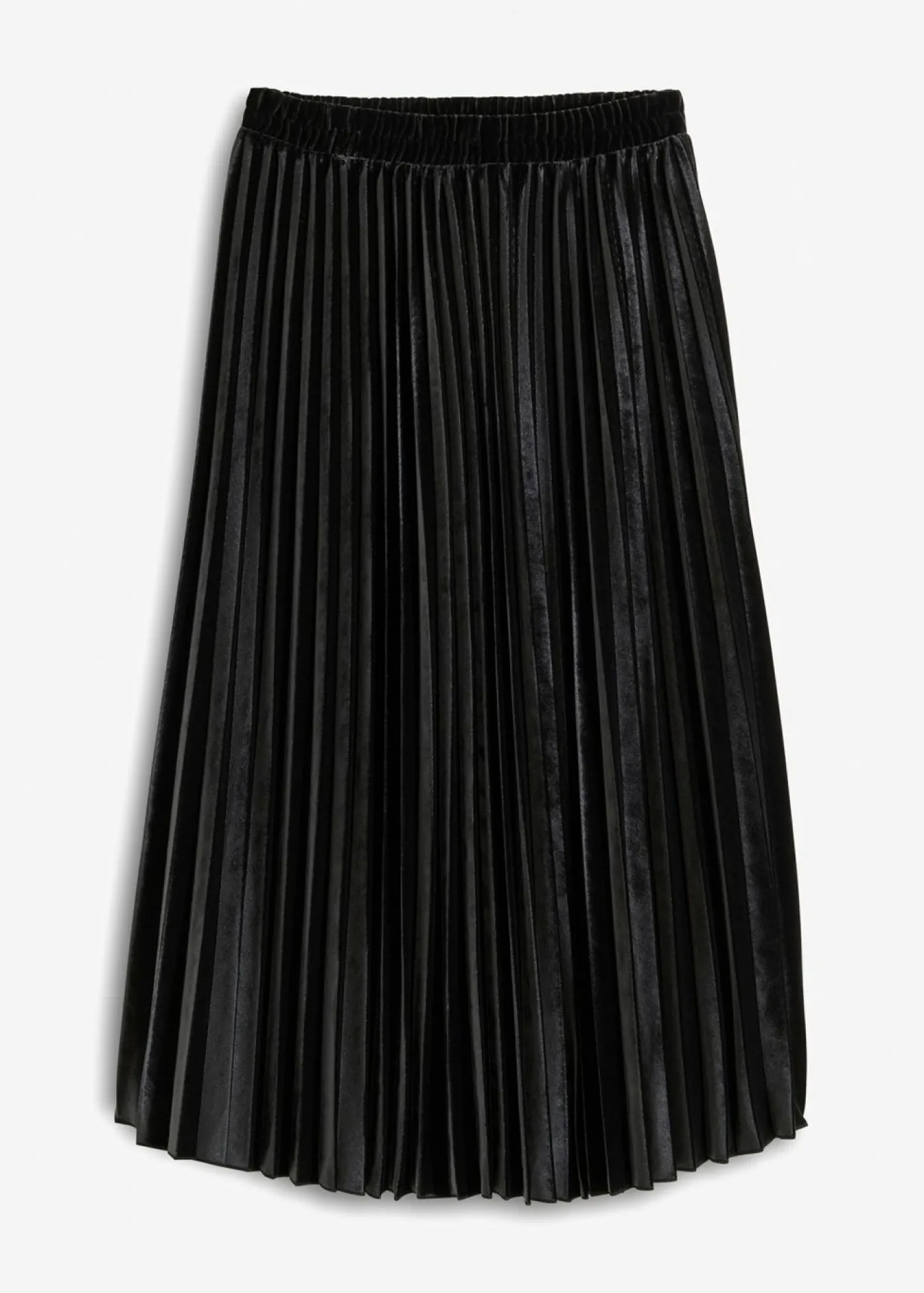 bonprix bonprix Falda plisada de terciopelo suave Negro Discount