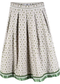 bonprix bonprix Falda tradicional hasta la rodilla plata / verde botella / blanco Online