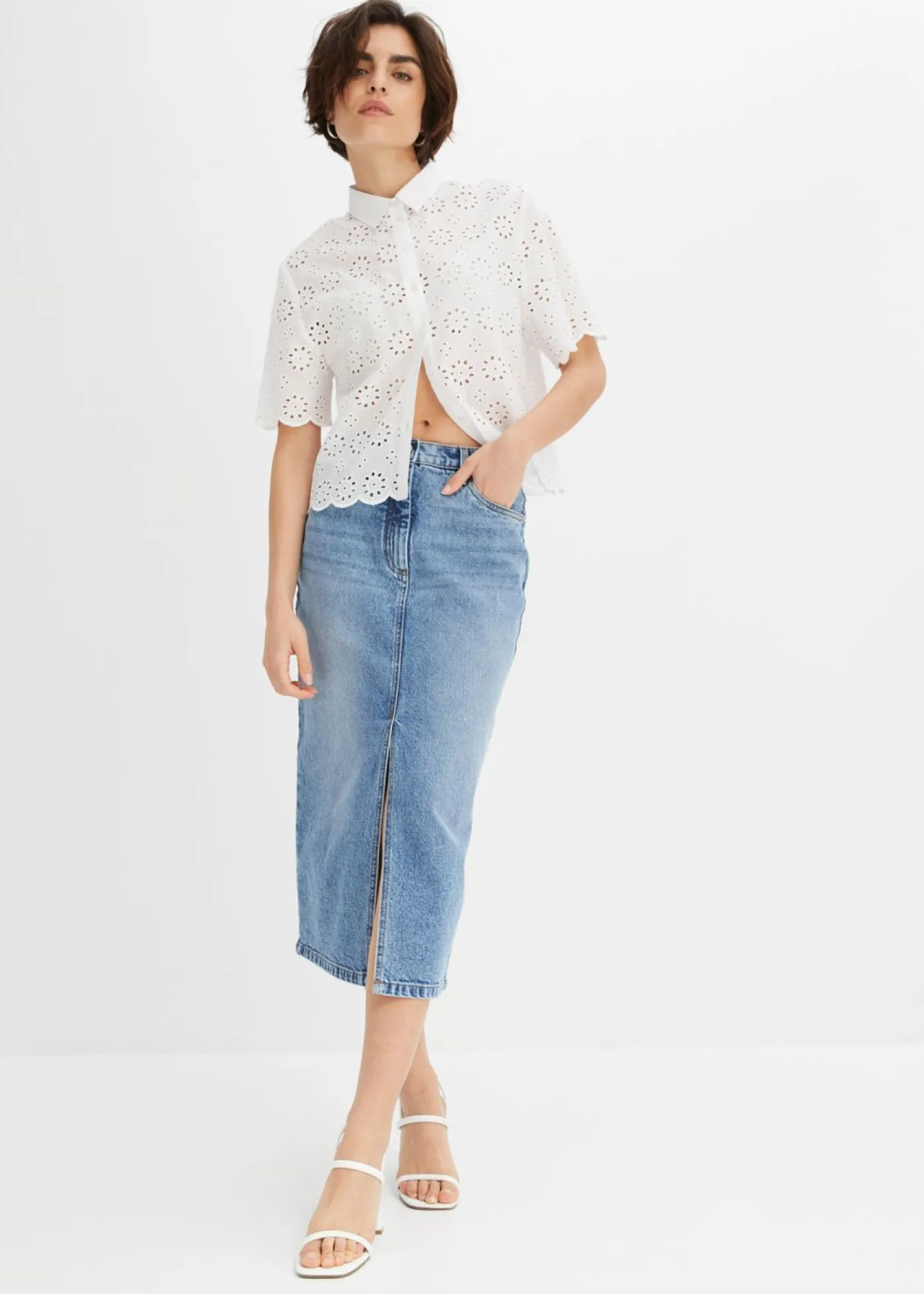 bonprix bonprix Falda vaquera Azul piedra Sale