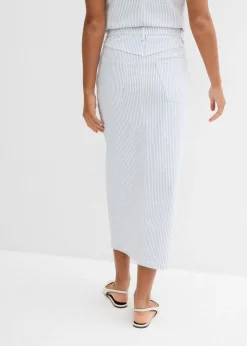bonprix bonprix Falda vaquera blanco con rayas Sale