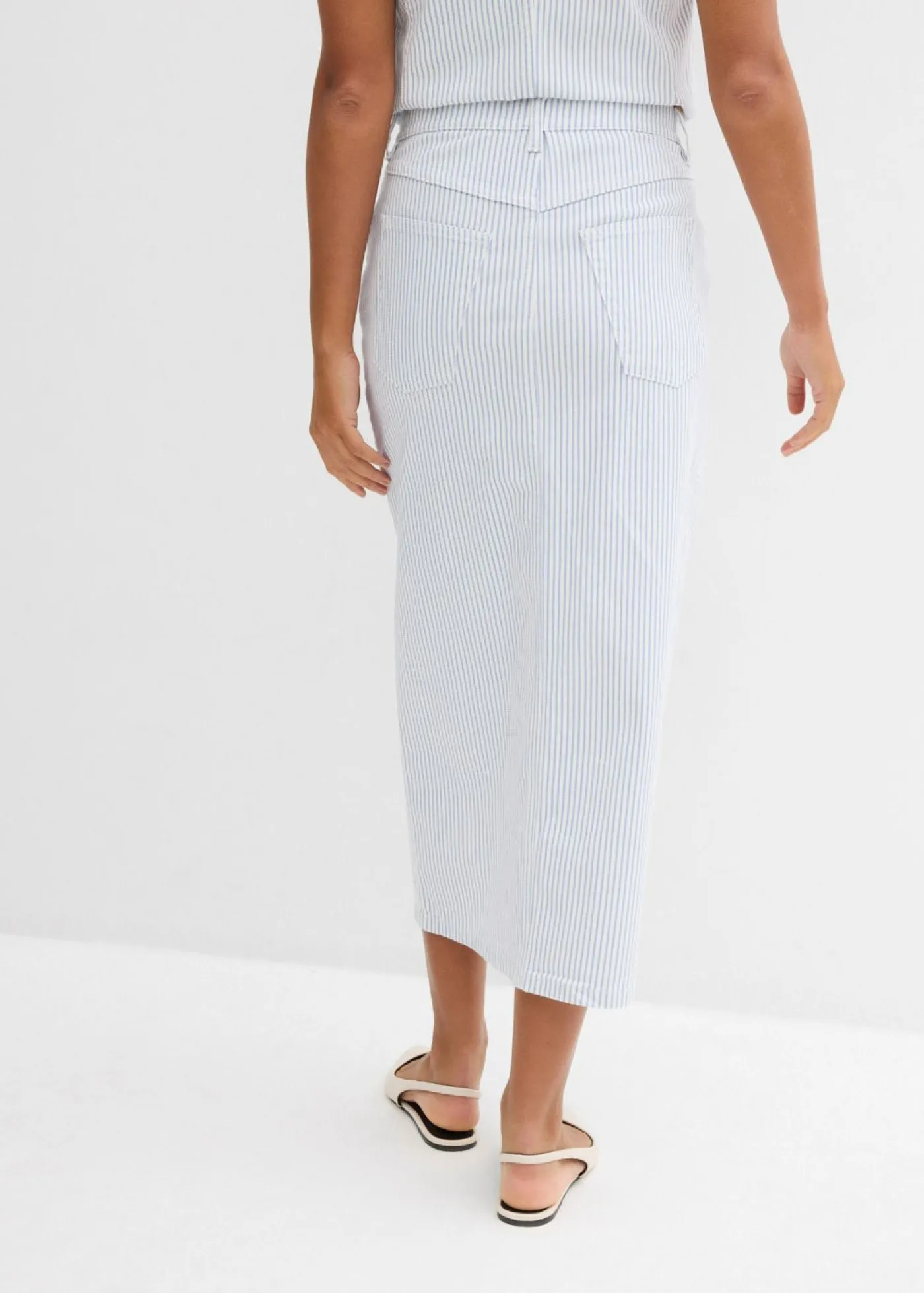 bonprix bonprix Falda vaquera blanco con rayas Sale