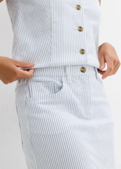 bonprix bonprix Falda vaquera blanco con rayas Sale