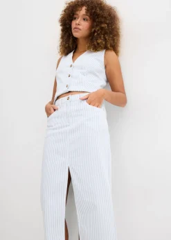 bonprix bonprix Falda vaquera blanco con rayas Sale