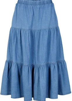 bonprix bonprix Falda vaquera a capas Denim claro desgastado New