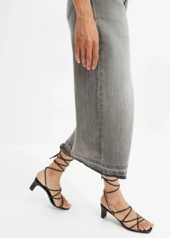 bonprix bonprix Falda vaquera con abertura denim gris claro Hot
