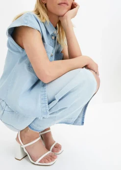 bonprix bonprix Falda vaquera con abertura Denim hielo Online