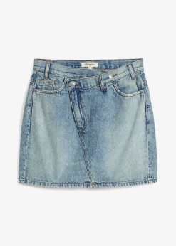 bonprix bonprix Falda vaquera con cinturilla asimétrica Azul piedra usado
