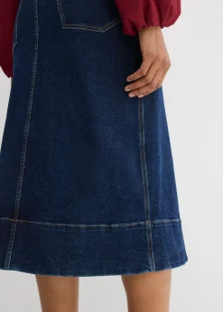 bonprix bonprix Falda vaquera con largo midi y botones azul oscuro denim usado Online