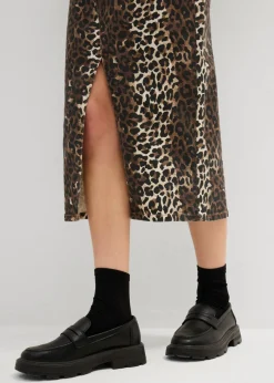 bonprix bonprix Falda vaquera de algodón con elástico estampado leo Discount