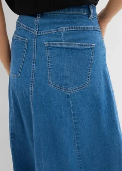 bonprix bonprix Falda vaquera de talle alto y largo midi azul claro denim usado Best