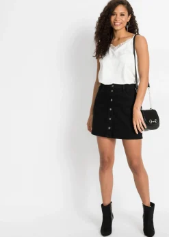 bonprix bonprix Falda vaquera elástica Negro vaquero