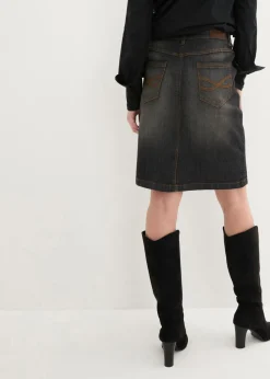 bonprix bonprix Falda vaquera elástica negro denim usado New