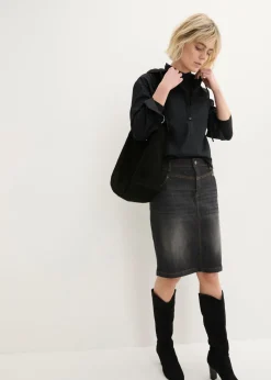 bonprix bonprix Falda vaquera elástica negro denim usado New