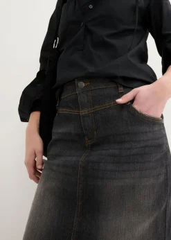 bonprix bonprix Falda vaquera elástica negro denim usado New