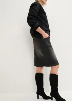 bonprix bonprix Falda vaquera elástica negro denim usado New