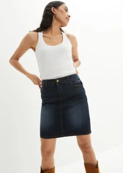 bonprix bonprix Falda vaquera elástica Azul marino usado Discount