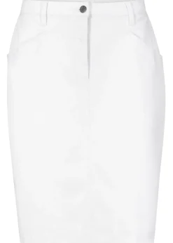 bonprix bonprix Falda vaquera elástica Blanco Clearance